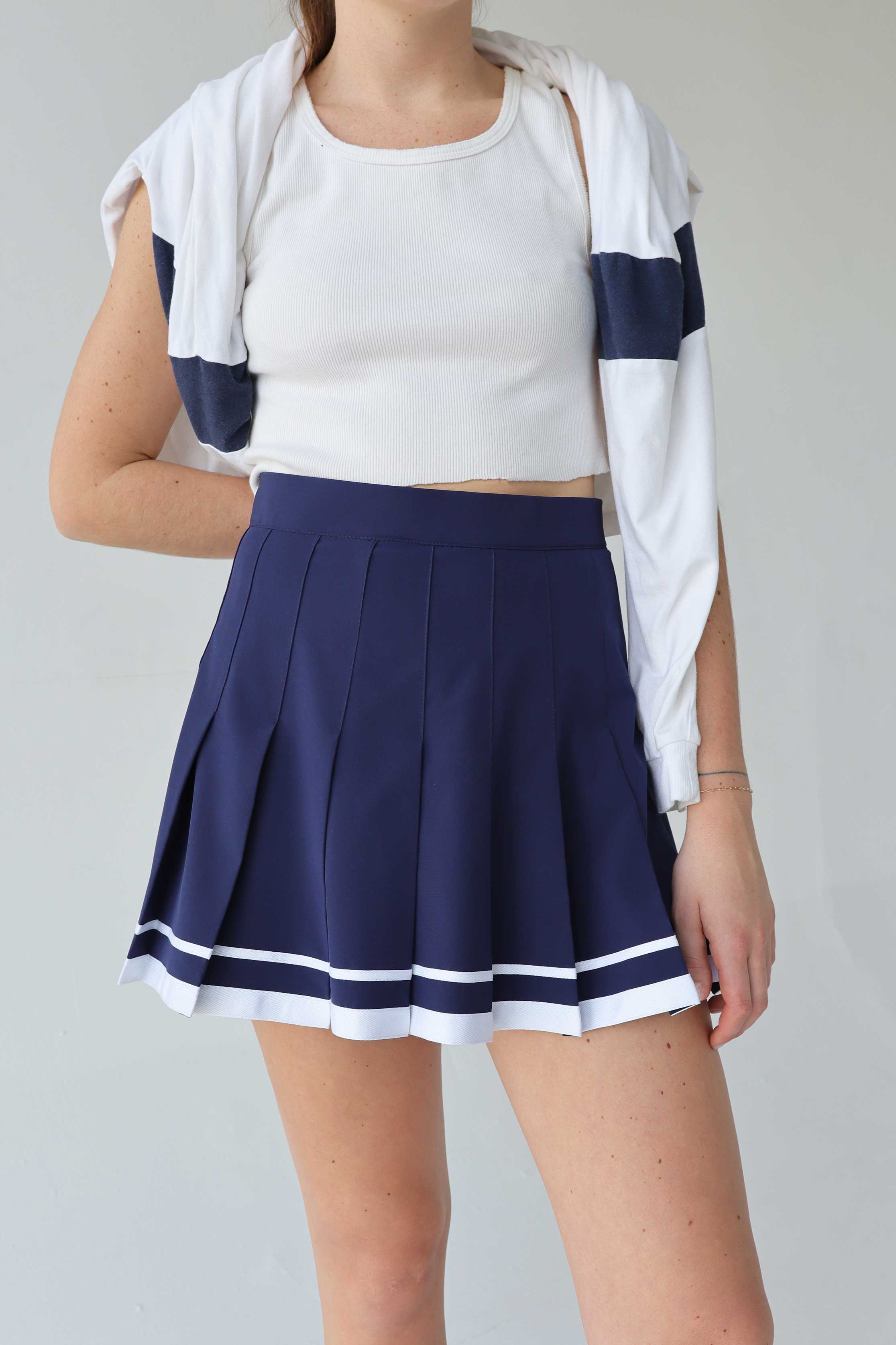 Tennis Skirt - Navy with White Trim