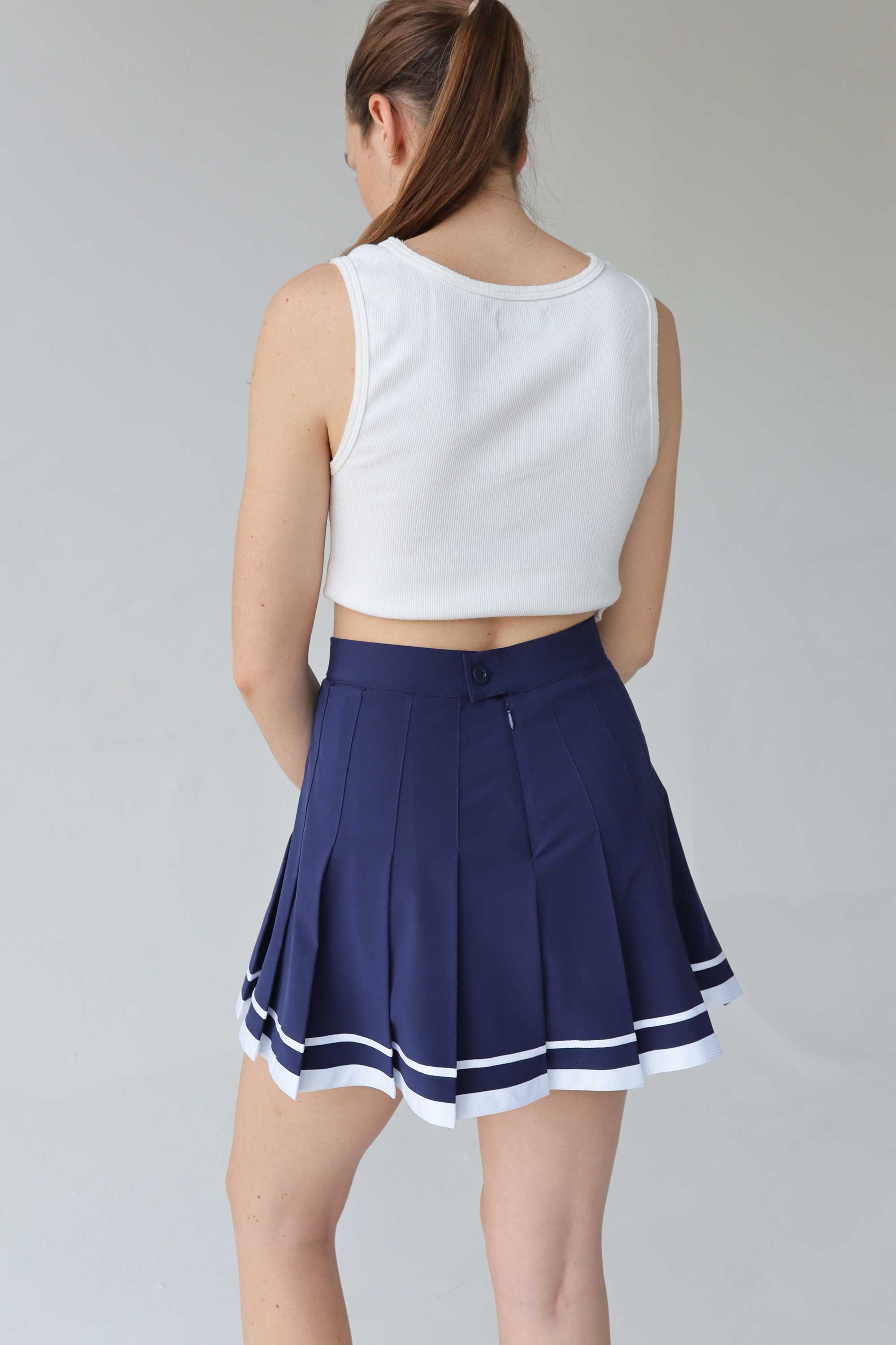 Tennis Skirt - Navy with White Trim