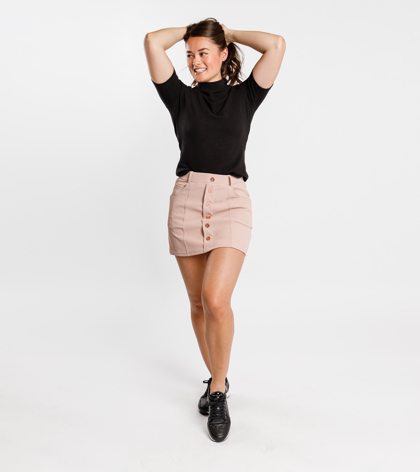 Seville Ribbed Mock Neck Short Sleeve