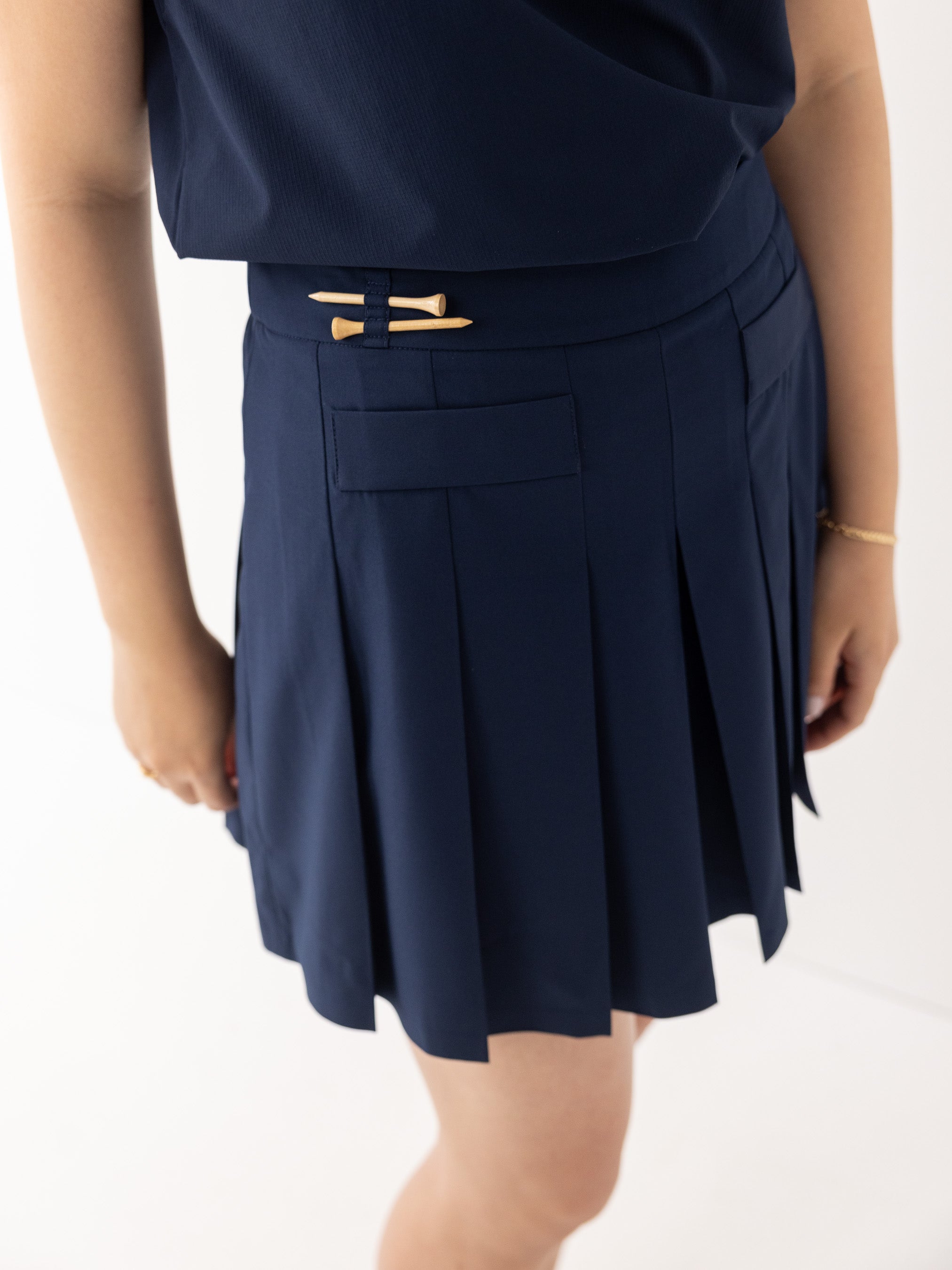 The Pleated Skort - Navy