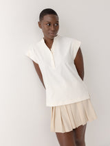 The Split Neck Shirt - Cream