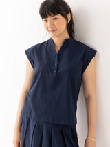 The Split Neck Shirt - Navy