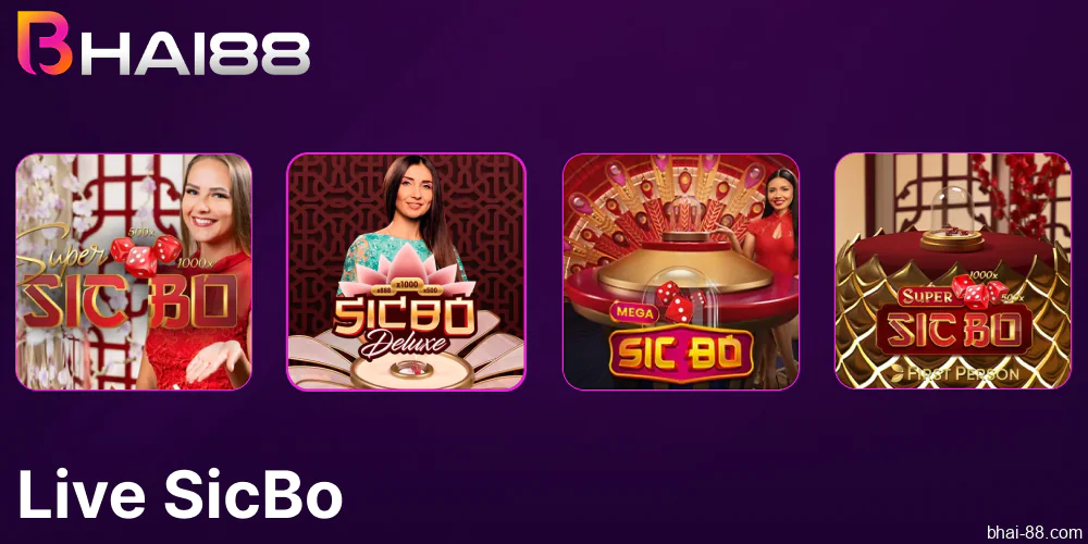 Live SicBo games available on Bhai88 casino in Bangladesh