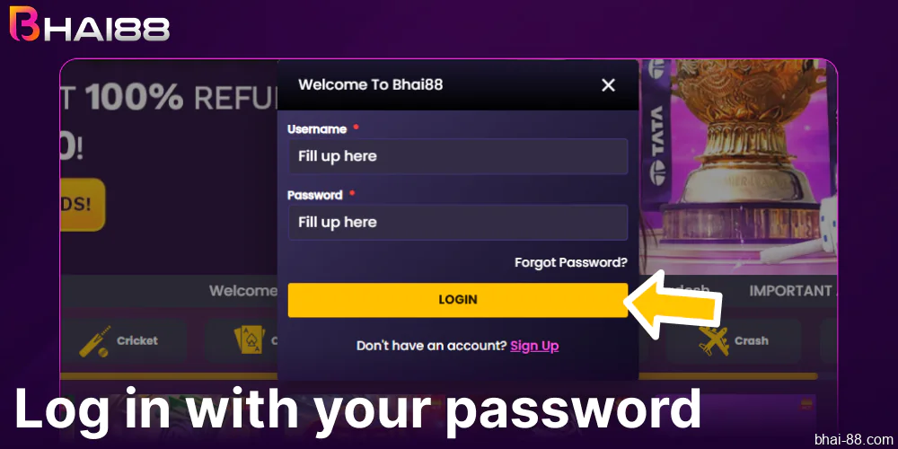 Log in on Bhai88 with your password