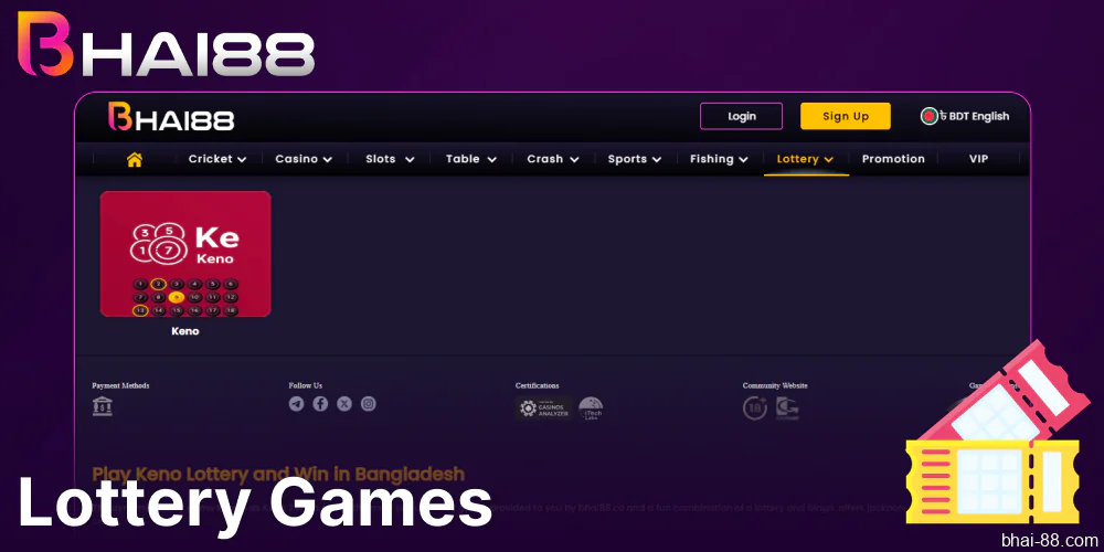 Lottery Games games available on Bhai88 casino in Bangladesh