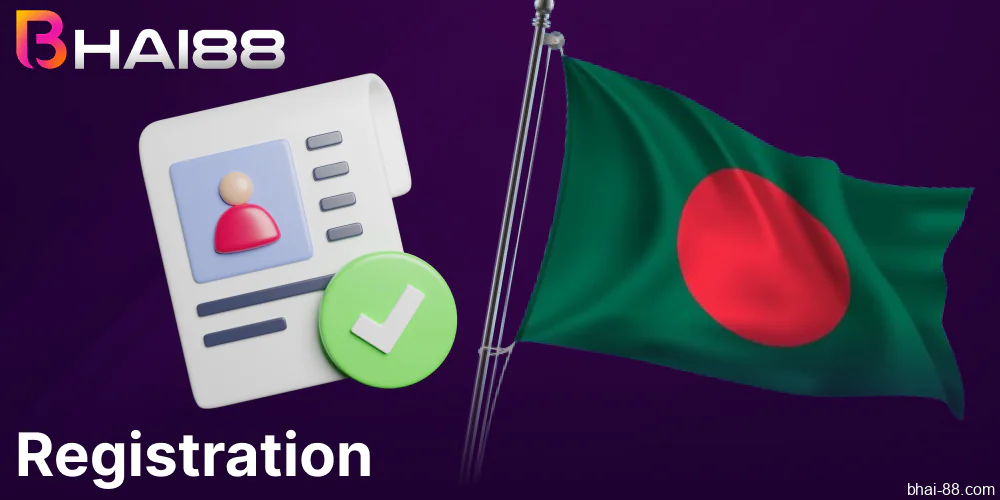Registration on Bhai88 casino website for players from Bangladesh