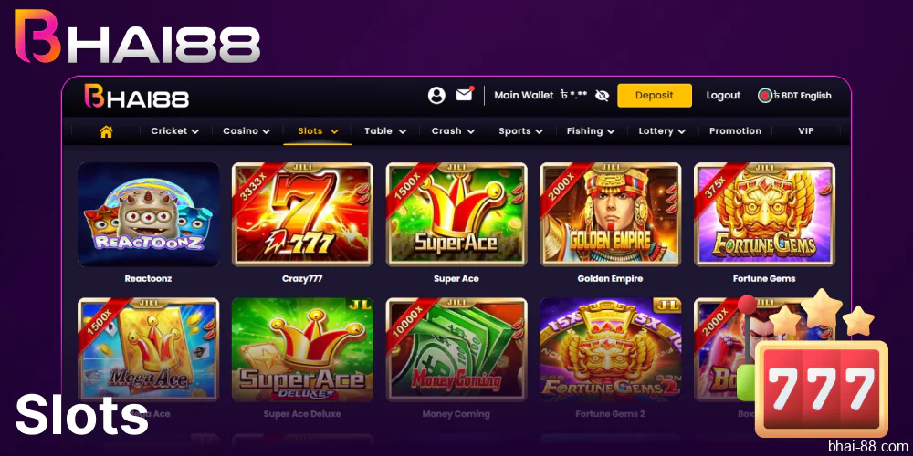 Slot games available on Bhai88 casino in Bangladesh