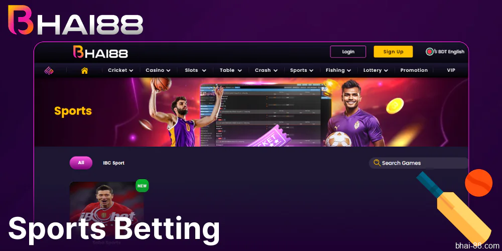 Sports betting options availble on Bhai88 casino for players from Bangladesh