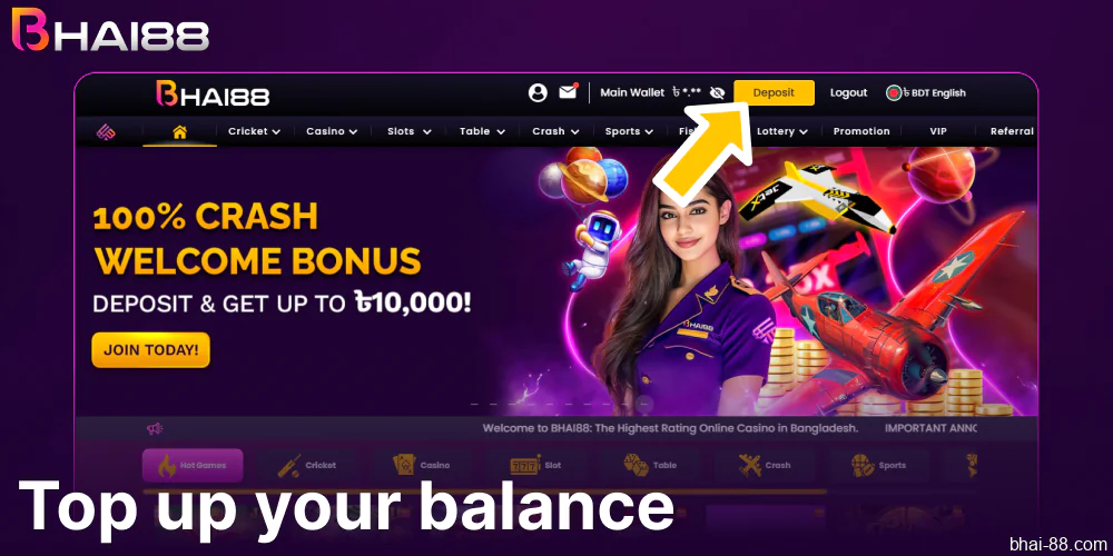 Top up your balance on Bhai88